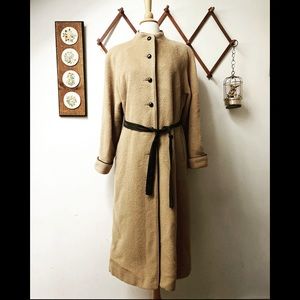 Vintage Tan Wool Long Peacoat